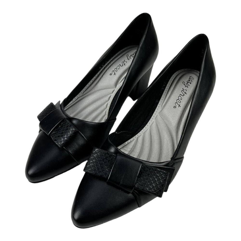 New Easy Street Women Black Shoes Pointed toe Slip-on Heels Pumps US 6.5